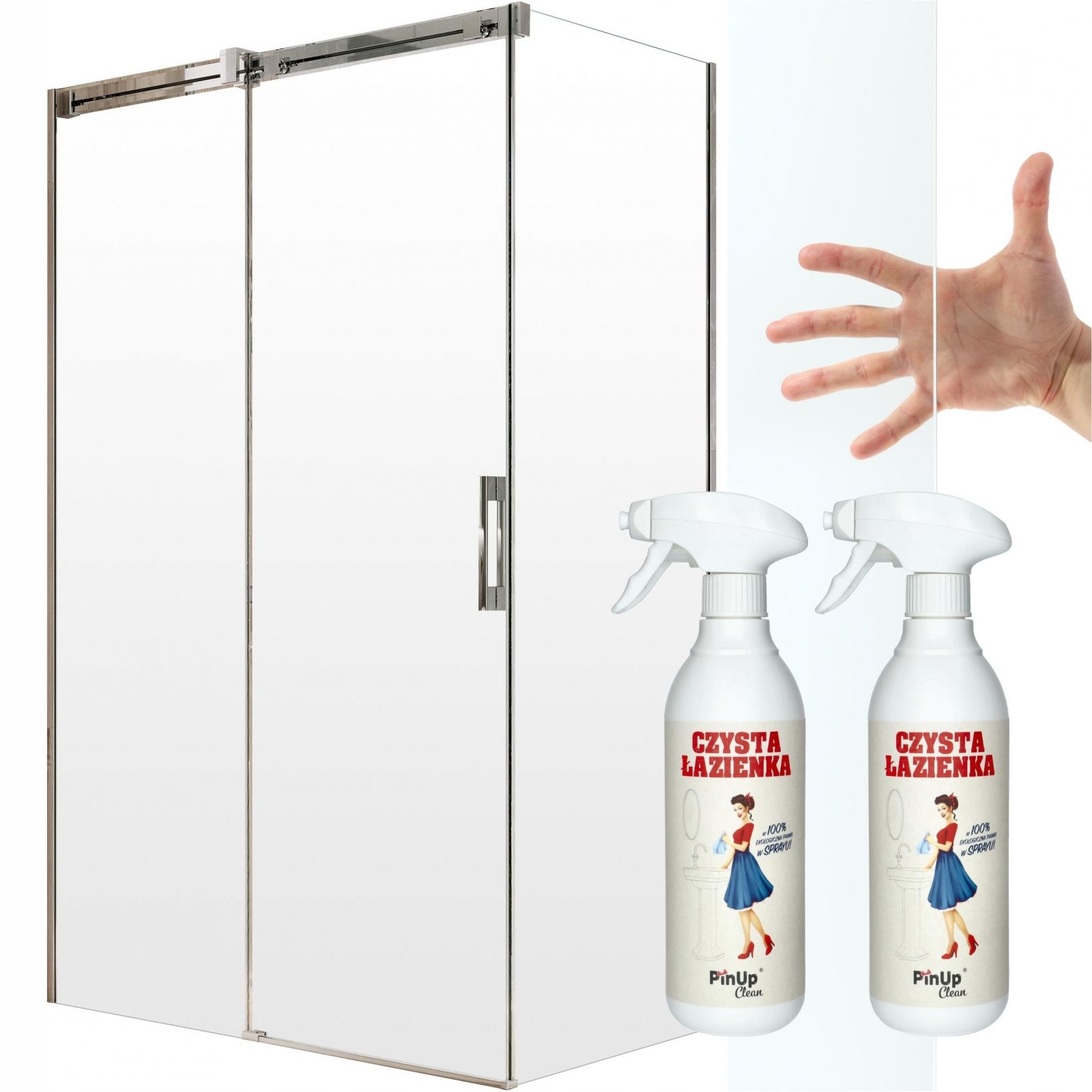 Kabina prysznicowa przesuwna 120x70 L szkło czyst pianka czyszcząca PinUp