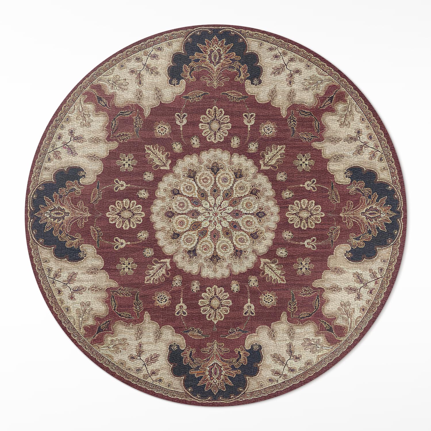 Dekoratívny okrúhly vinylový koberec Loftový Elegantná perzská symetria ⌀ 150 cm