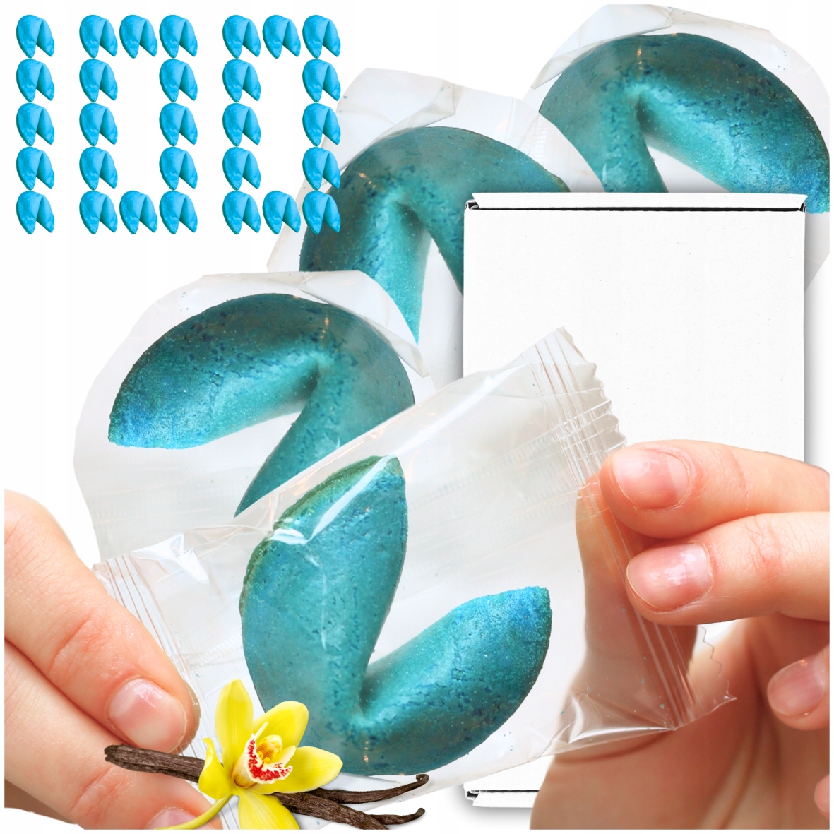 Ciasteczka Z Wróżbą Dziękuję dla Gości Niebieskie Ślub Urodziny 100 szt