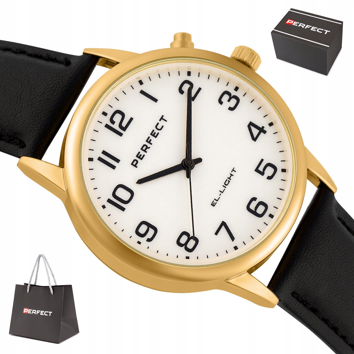 Pánské Čitelné Zlaté Podsvícené Hodinky Perfect Pe EL001W-04 40 mm