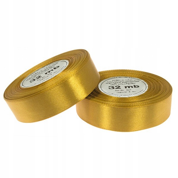 

Wstążki wstążka tasiemka satynowa złota 12mm 32mb