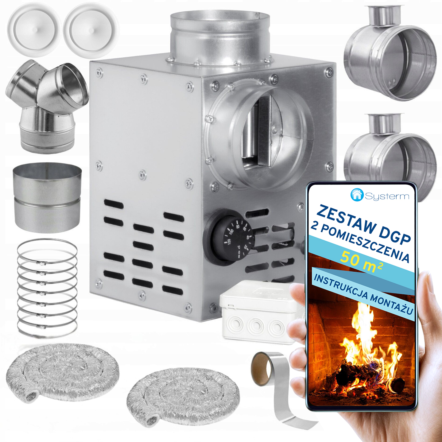 Komínová Turbína Ventilátor pre krb Sada Dgp pre 2 miestnosti 50m2