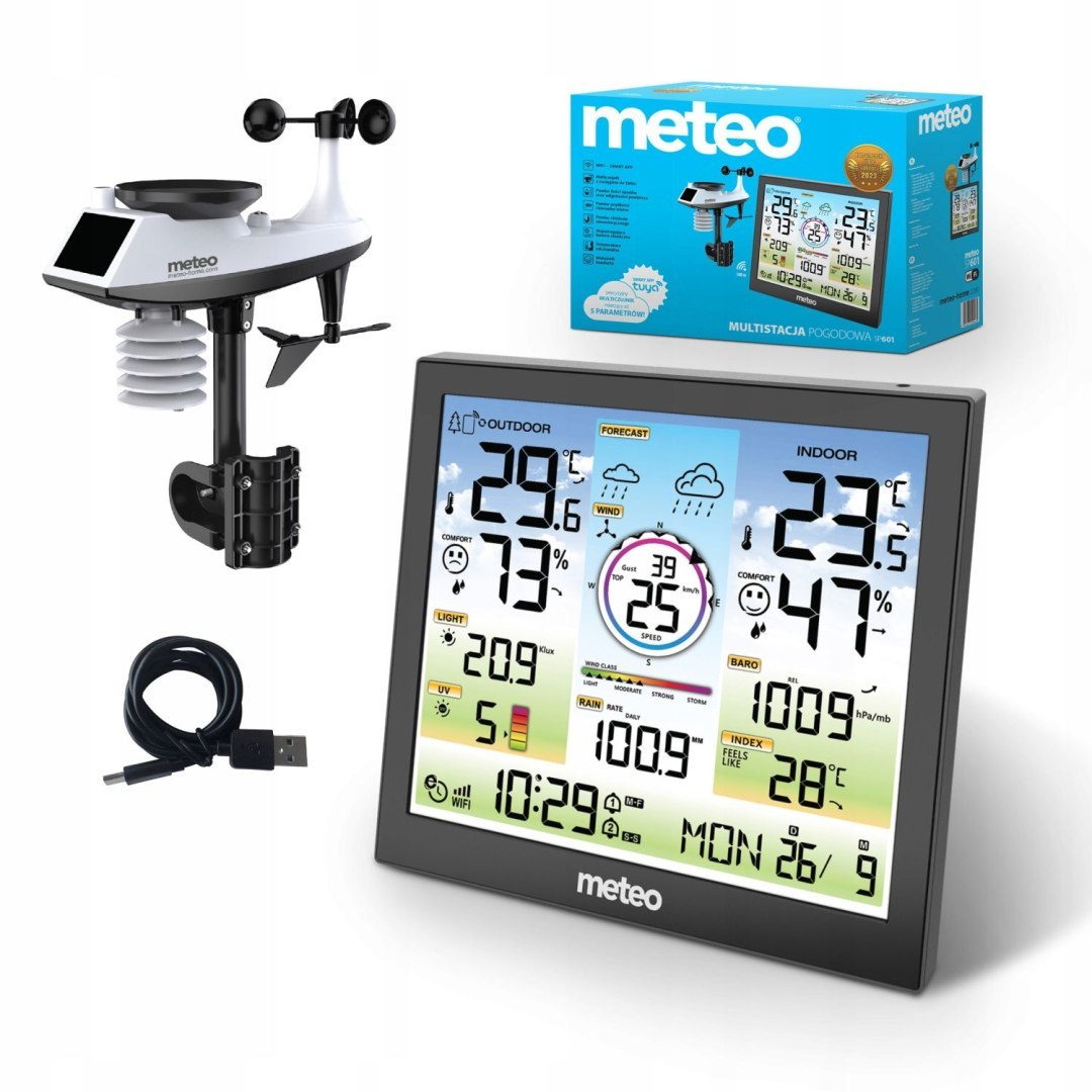 Smart meteorologická stanice Meteo SP601 s multisenzorem a aplikací Tuya