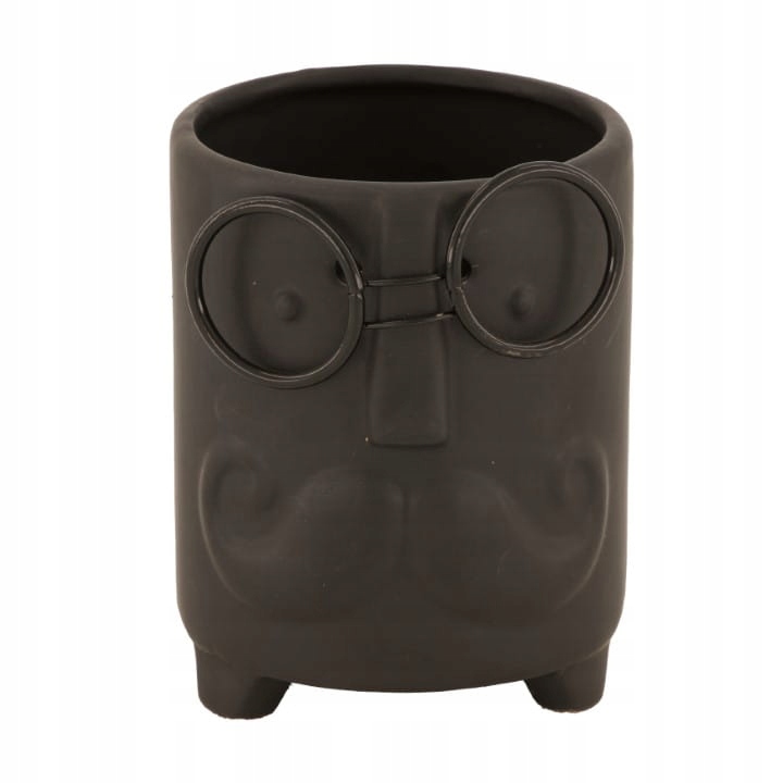 

Doniczka ceramiczna czarna z okularami osłonka