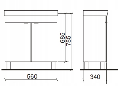 Szafka stojąca orzech Kfa 56 na 34 cm pod umywalkę EAN (GTIN) 4524227436207
