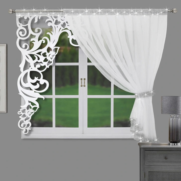 

Firana Gotowa Z Woalu Panel Ażur Cyrkonie 150x175