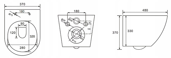 MISKA WC WISZĄCA RIMLESS BEZKOŁNIERZOWA DESKA TIXI Skład zestawu miska + deska