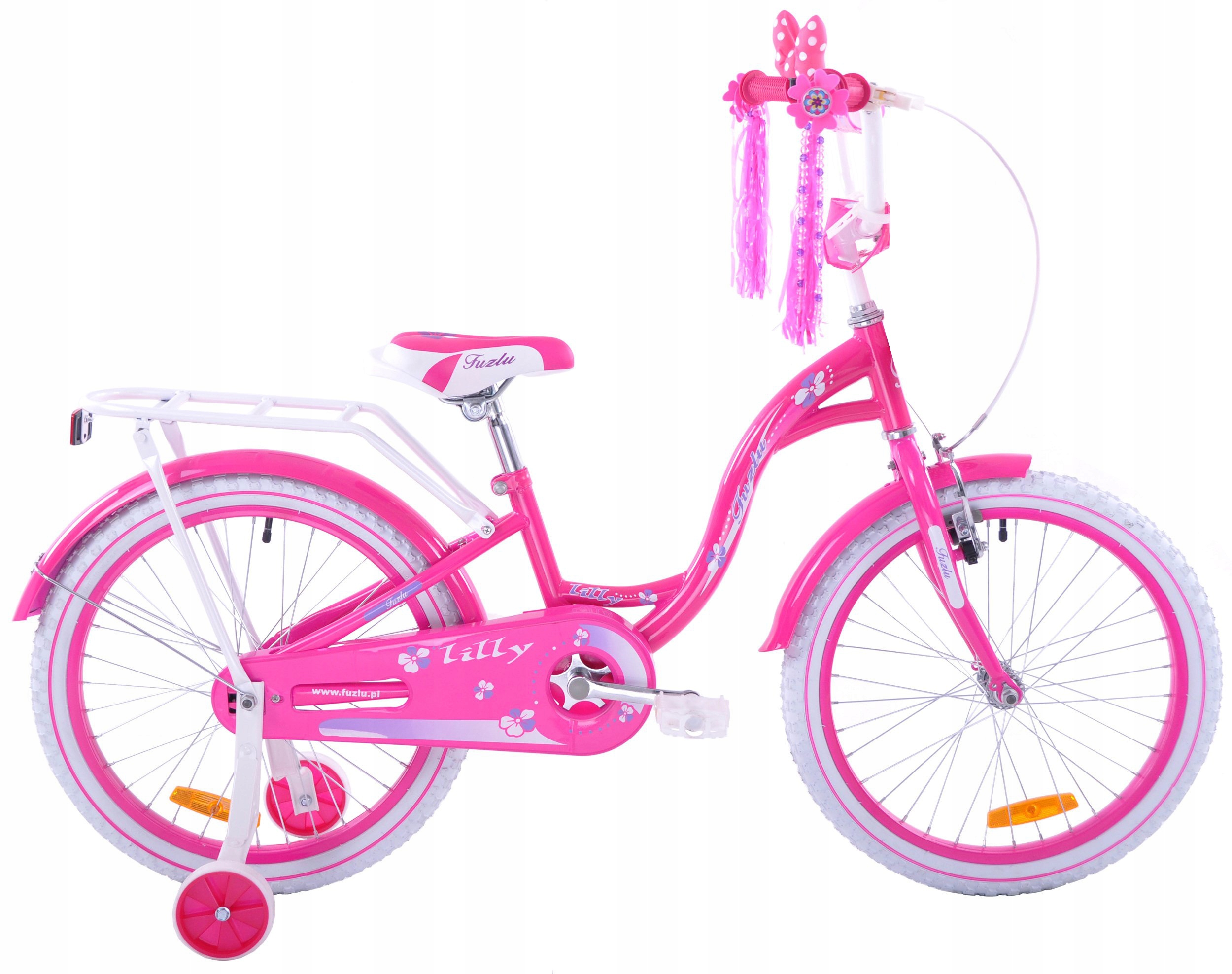 Rower dziecięcy 20 rowerek Fuzlu Lilly różowo-biały aluminiowy