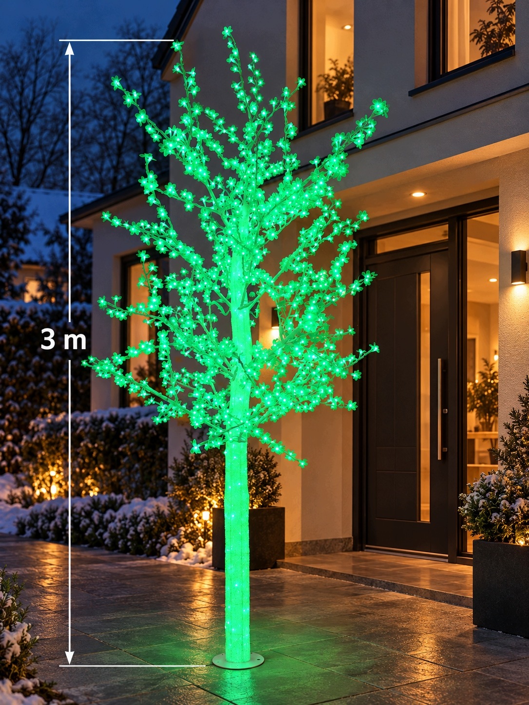 Led strom Kvetoucí Višeň 3 metry, Zelená Led 1000LED