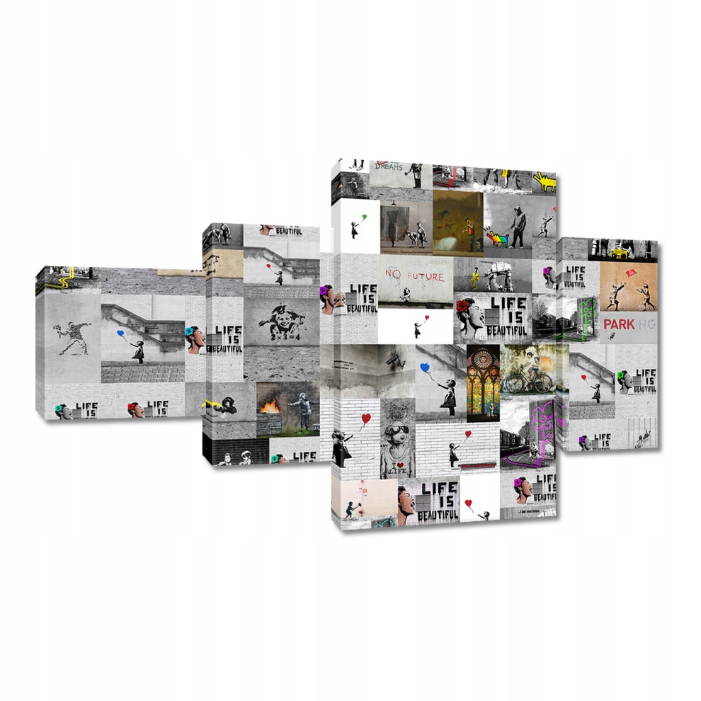 

Obraz 130x80 Mega Mix Banksy Kolaż