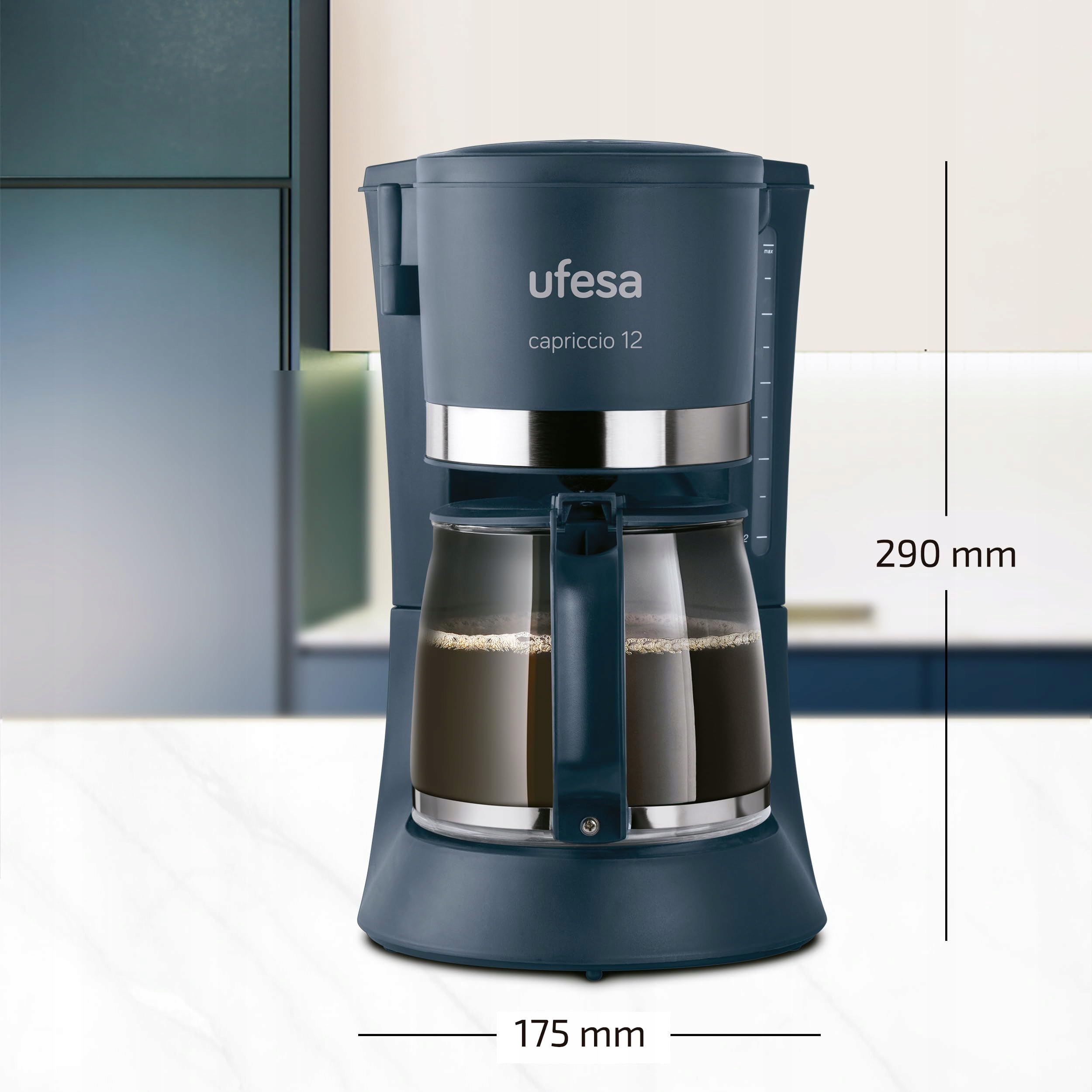 UFESA CG7124 Ekspres Do Kawy 12 Filiżanek 680W 12L Niebieski — miniatura 4