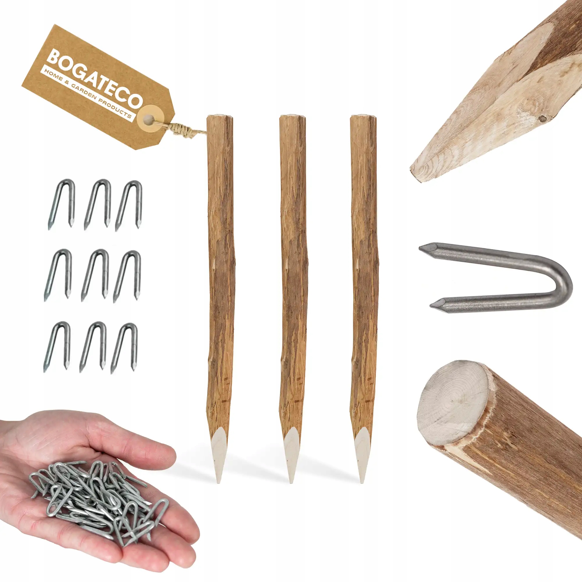 Leštínové Sloupky Plotové Palice 3 Kusy 90 cm Zabroušený Sloupek