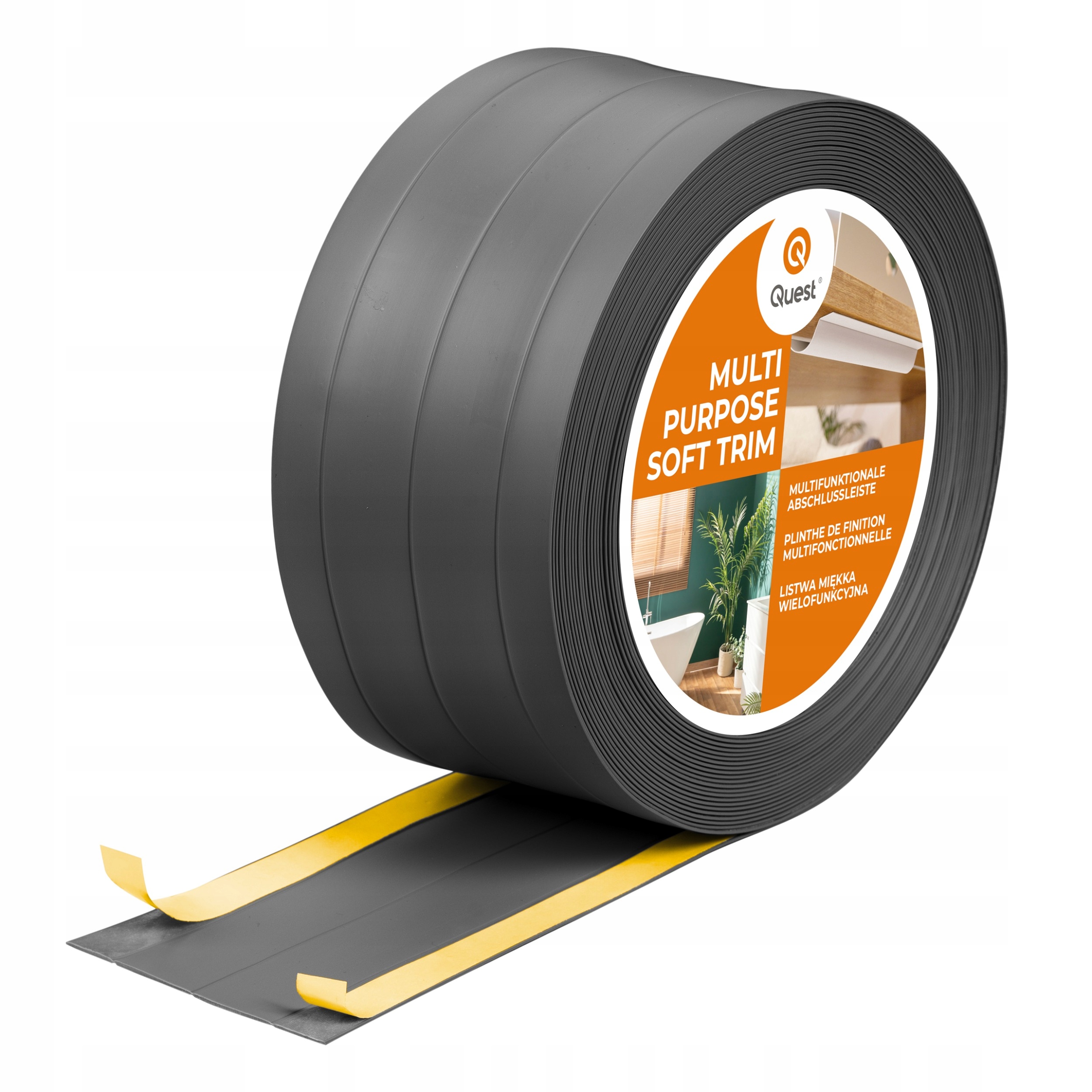 Pvc dokončovacia lišta 4v1 samolepiaca tmavosivá 20 m 120 mm, W3