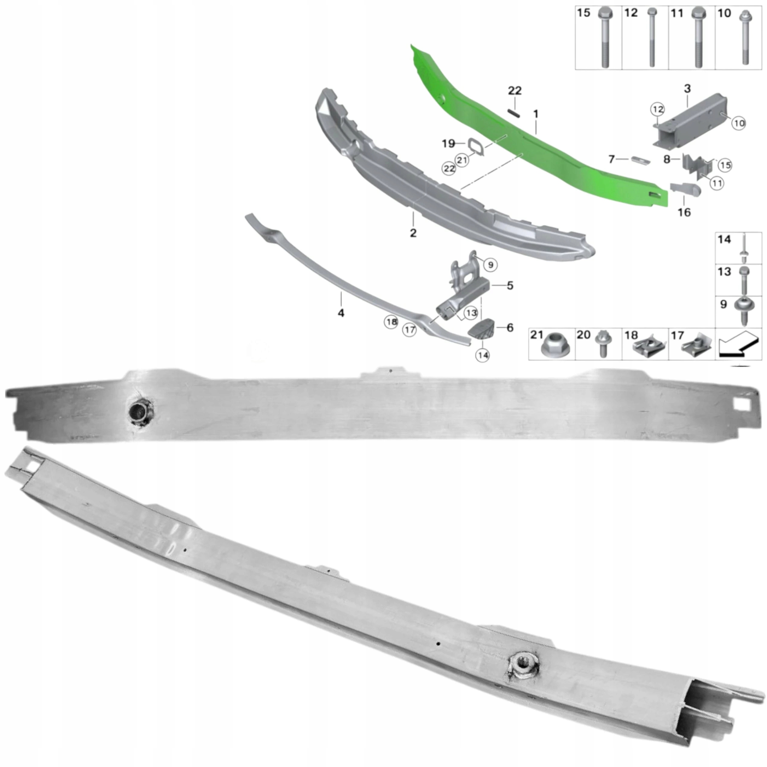 Bmw 1 F20 F21 2 F22 F23 2011+ Belka zesílení předního nárazníku