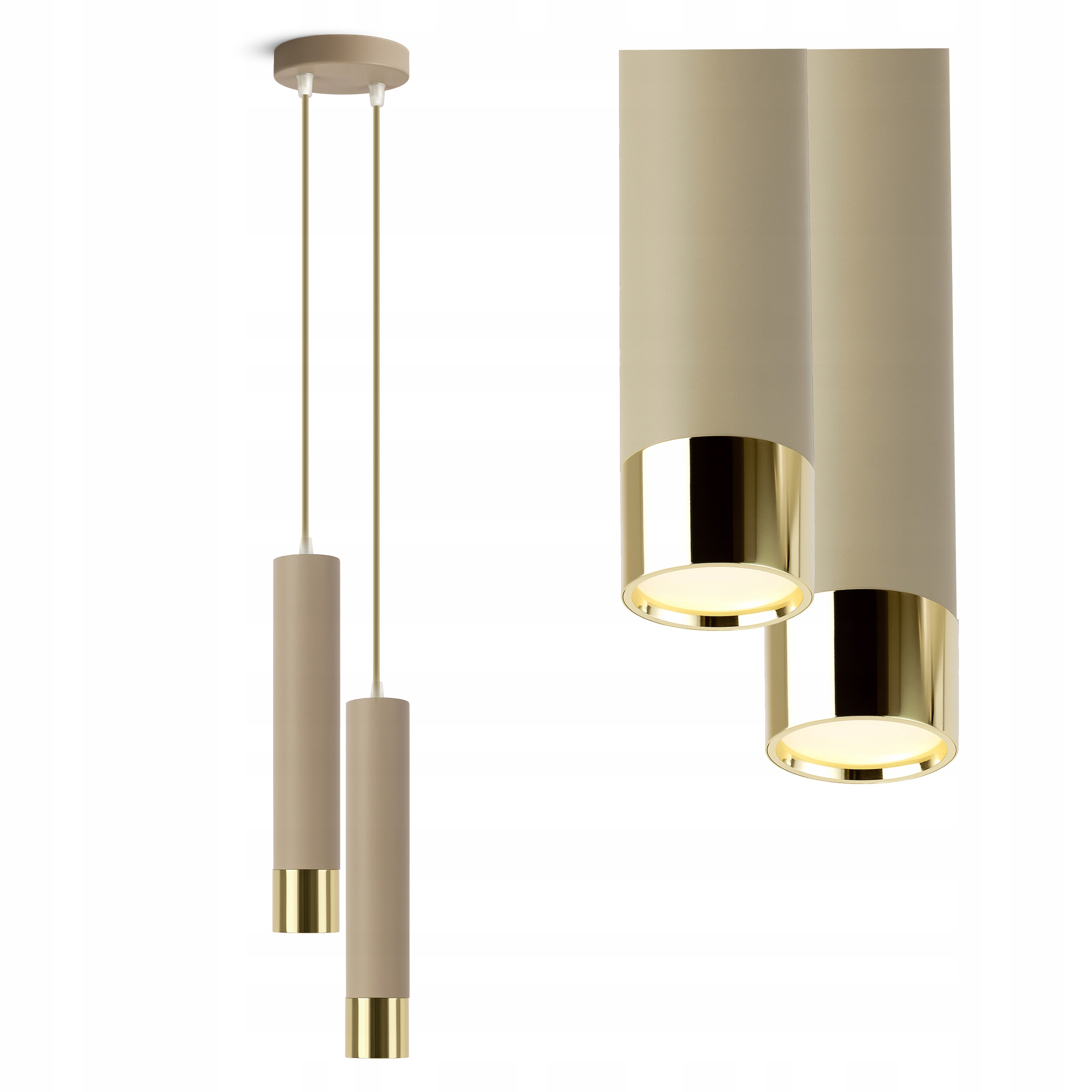 Lampa wisząca sufitowa tuby Kaszmir Beż Ecru Led do kuchni salonu nad blat