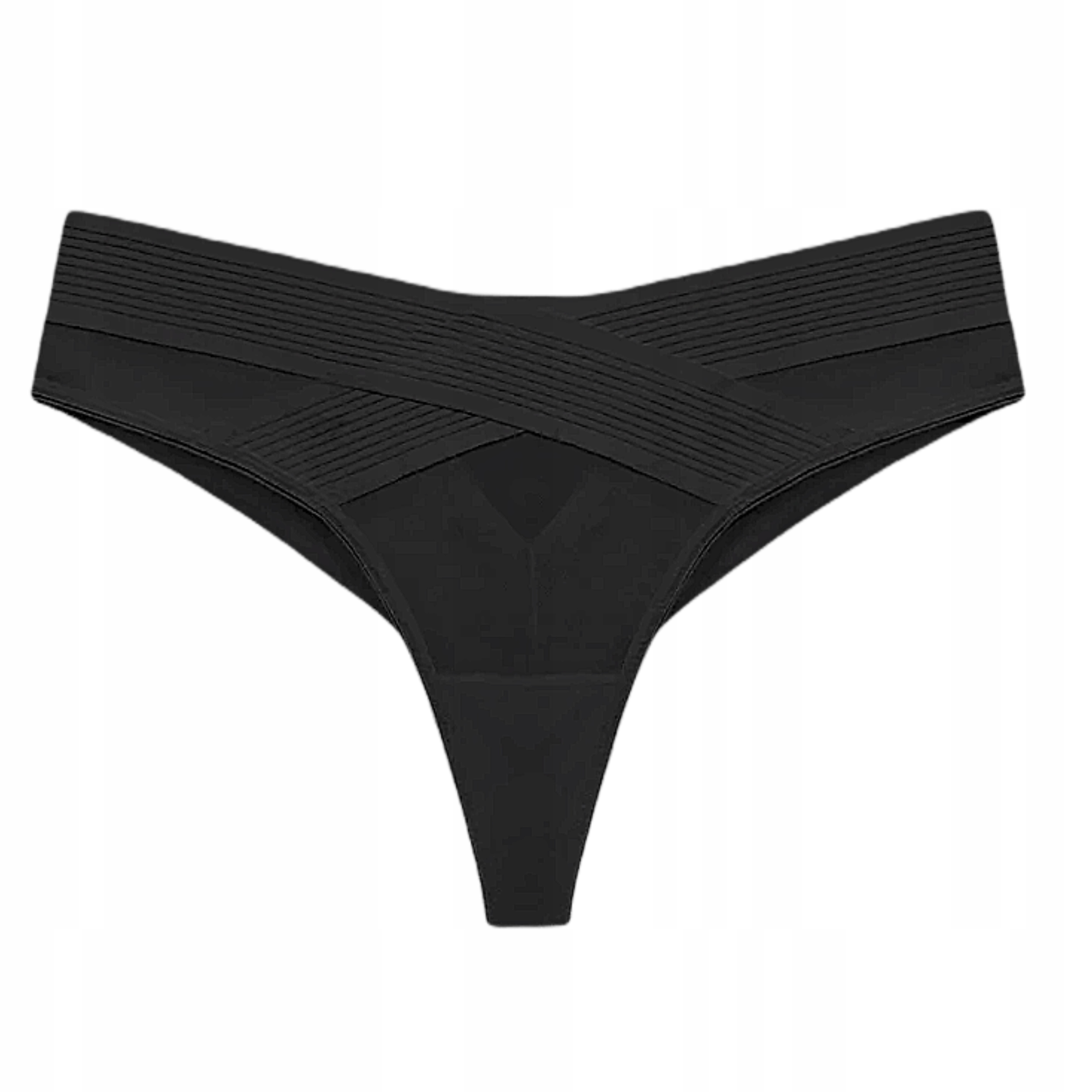Tanga smyslné, vyřezané do špičky transparentní Movelle Leia černé XL