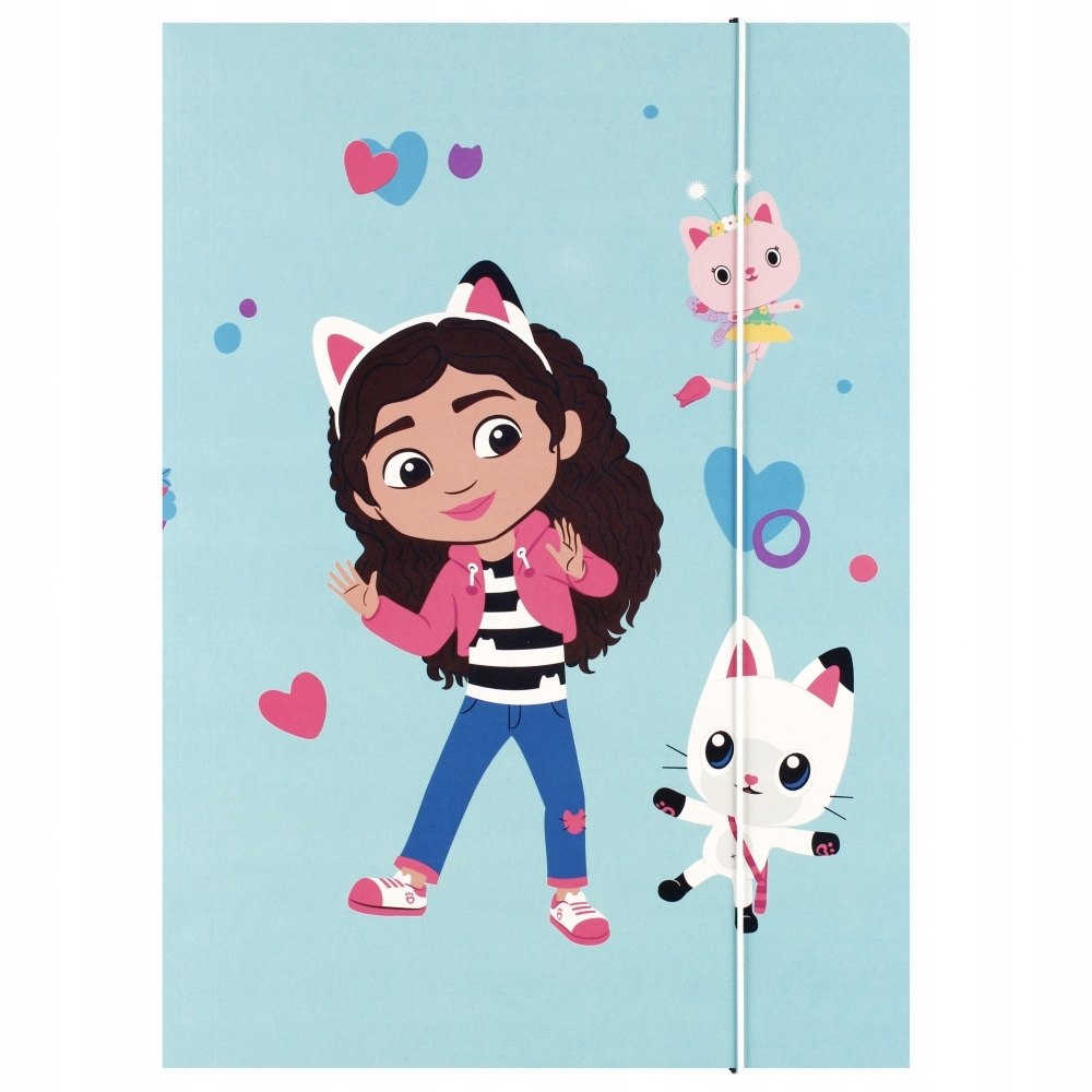 TECZKA Z GUMKĄ FORMAT A4 SZKOLNA I DO PRZEDSZKOLA KOCI DOMEK GABI 533770 Kolor wielokolorowy