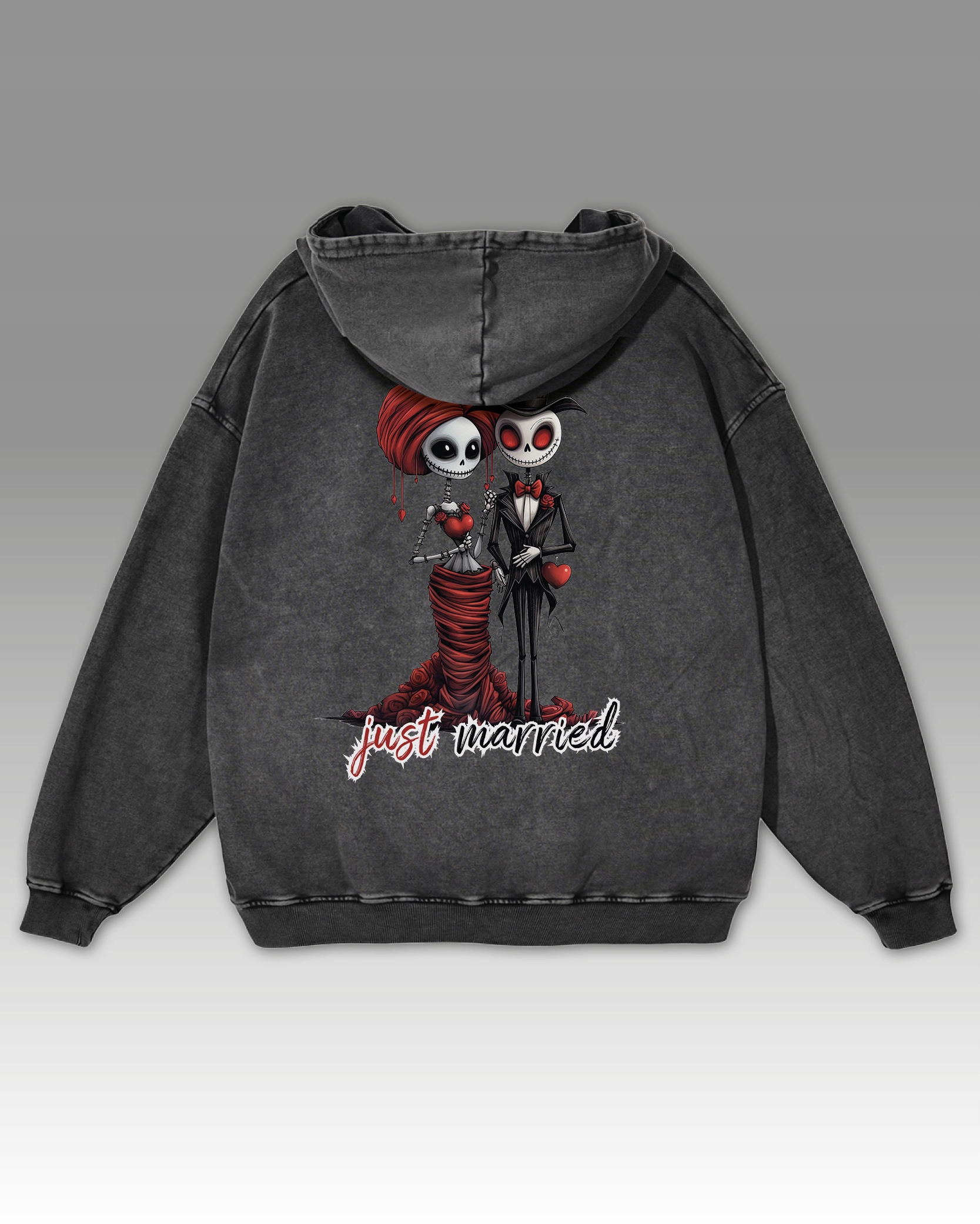 Mikina Just Married Pár Mladí novomanželé Gotický horor Grafitová XL