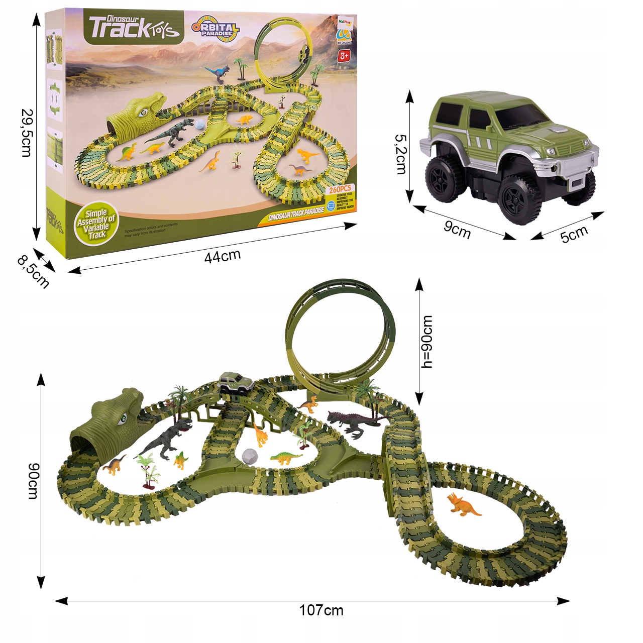 MEGA RACING TRACK DINOSAUR PARK MAGIC TRACK 260el Герой немає