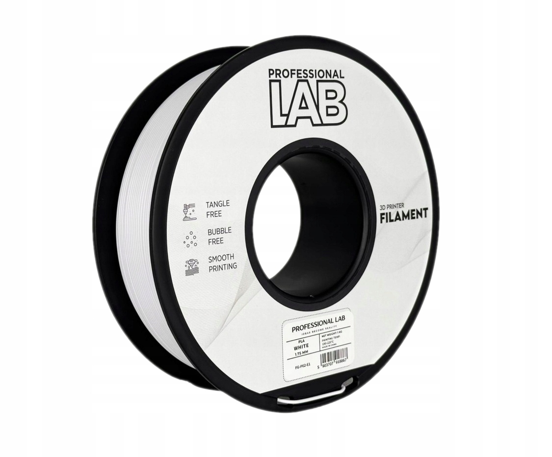 Filament Prof Lab Pla+ Biały White 1,75MM 5KG Szpula Druk 3D V503