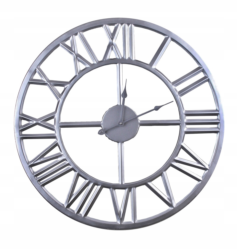 

Nowoczesny zegar srebrny loft metalowy na ścianę