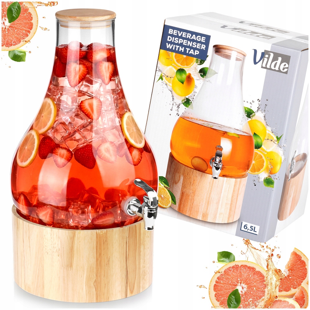 Sklenice Nápoje velká sklenice distributor sklo kohoutkem stojanem 6,5L