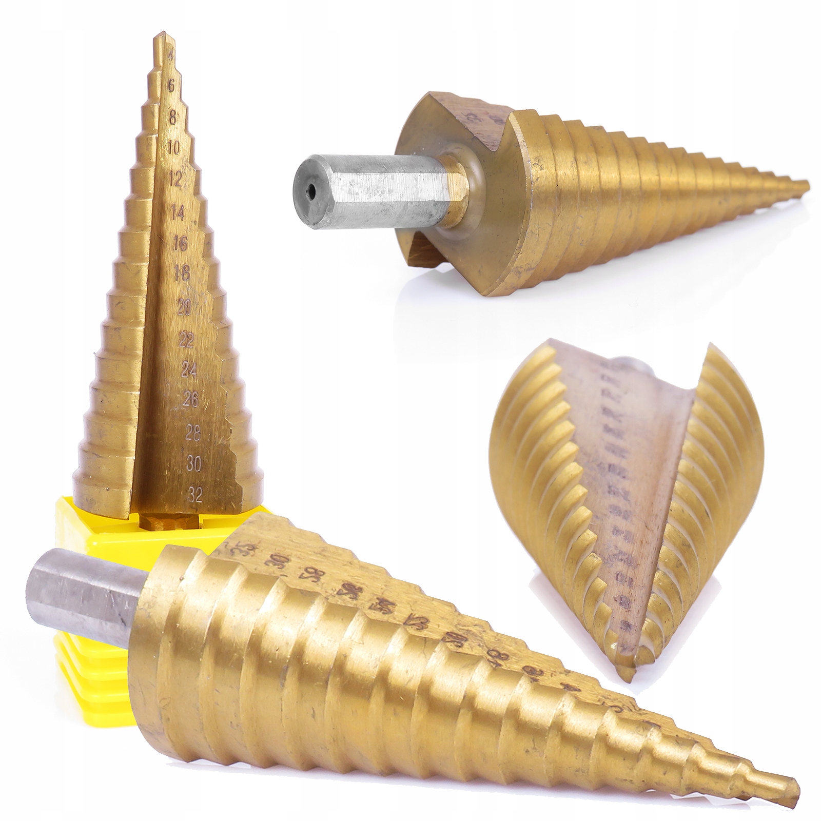 WIERTŁO STOPNIOWE STOŻKOWE HSS TYTAN 4-32MM WIERTŁA CHOINKA DO METALU