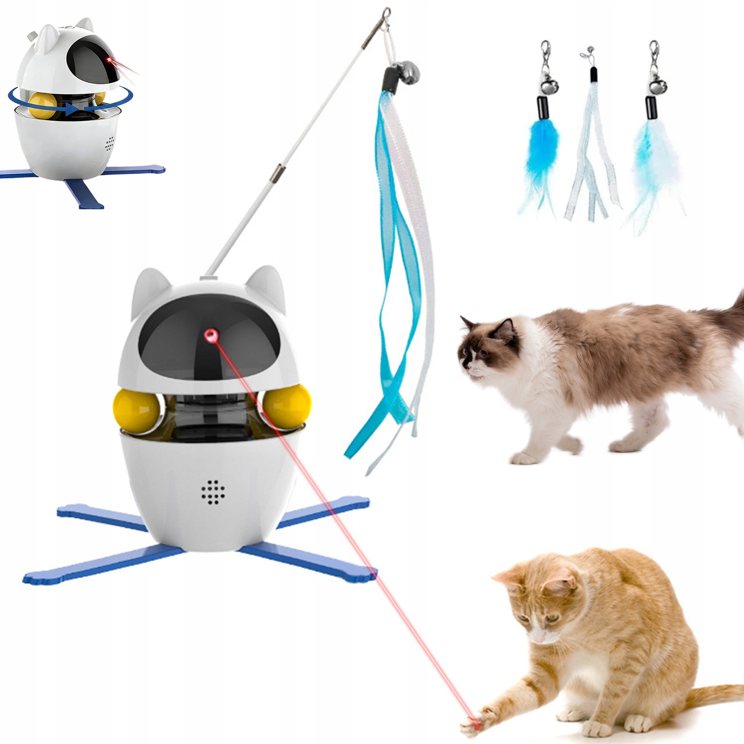 Levně Laserové Hračky Pro Kočky S Baterií 1200 Mah A Dvěma Úhly Laseru