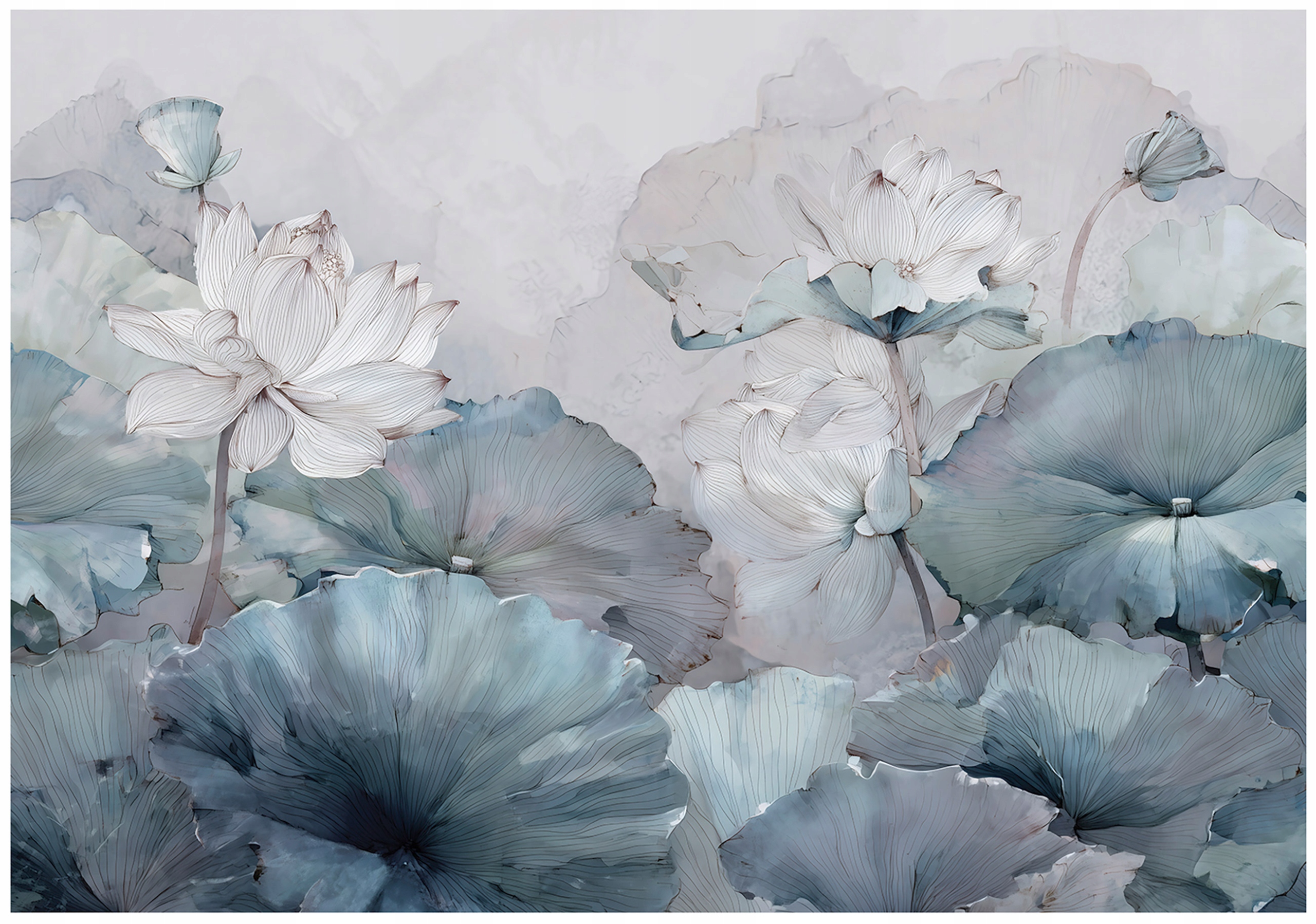 Fototapeta Modré Květiny Art Tapeta Do Předsíně Obývacího Pokoje Kanceláře 350x250