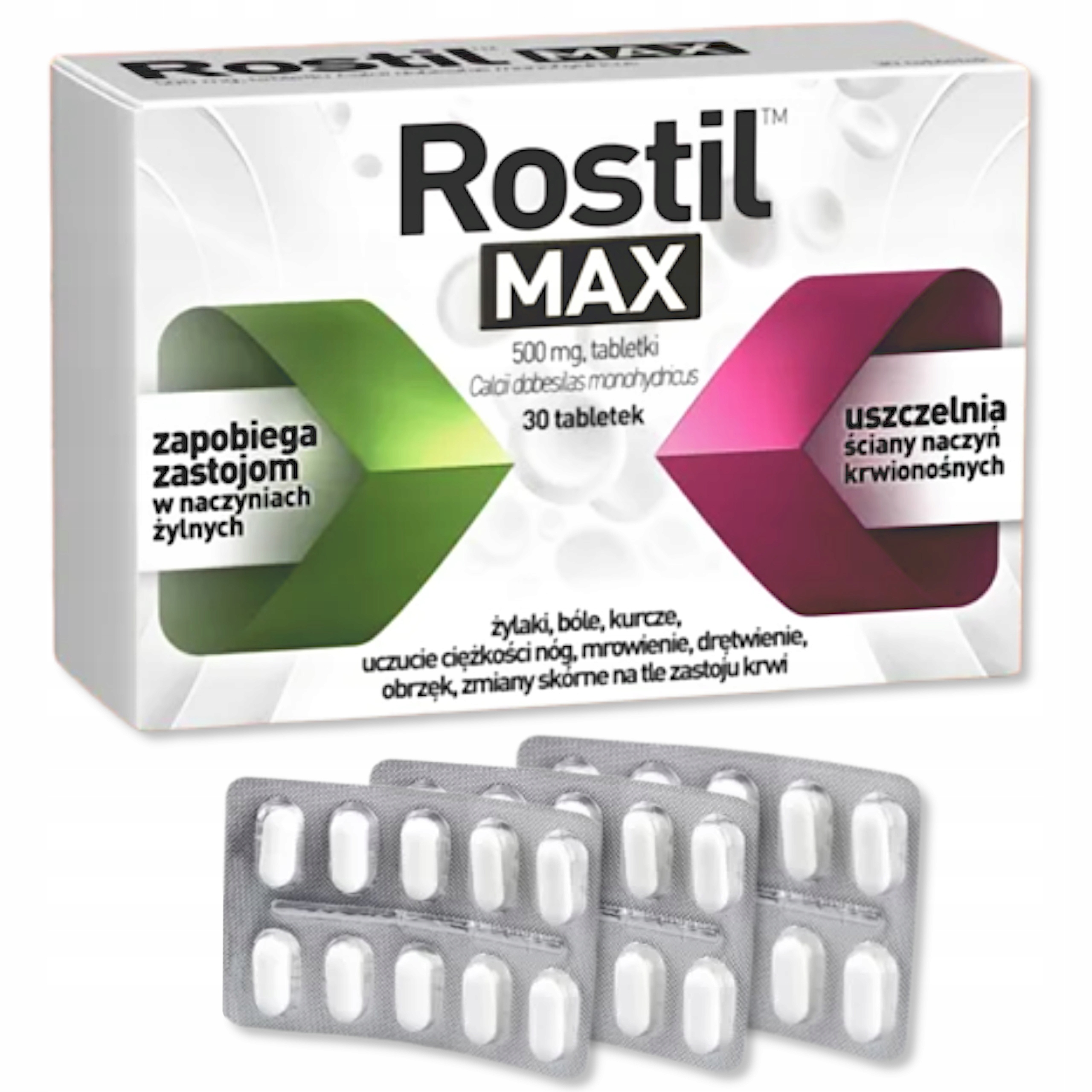 Rostil Max giãn tĩnh mạch trĩ 500 mg 30 viên