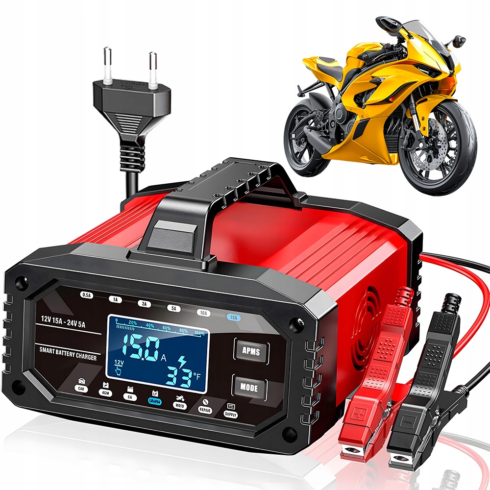 Ogólny Prostownik 12V/15A 24V/5A Ładowarka LCD Dla LIFEPO4 Agm Gel Repair