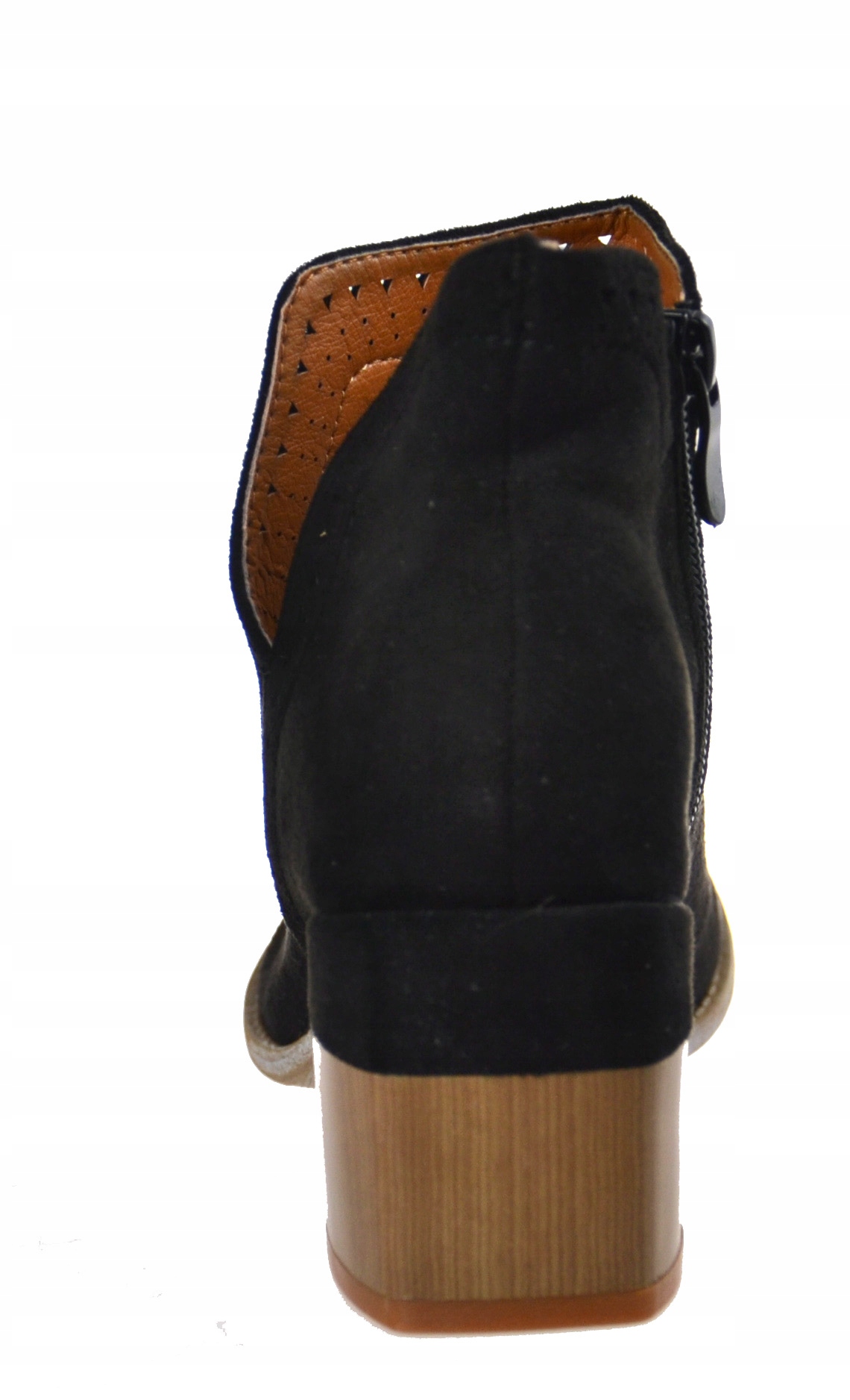 Ażurowe BOTKI Wycięte V Słupek Suwak CZARNE r39 Rozmiar 39