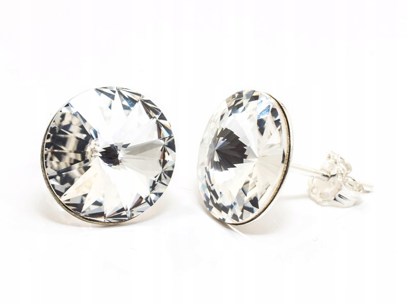 

Srebrne 925 Kolczyki z kr. Swarovski Rivoli 12mm