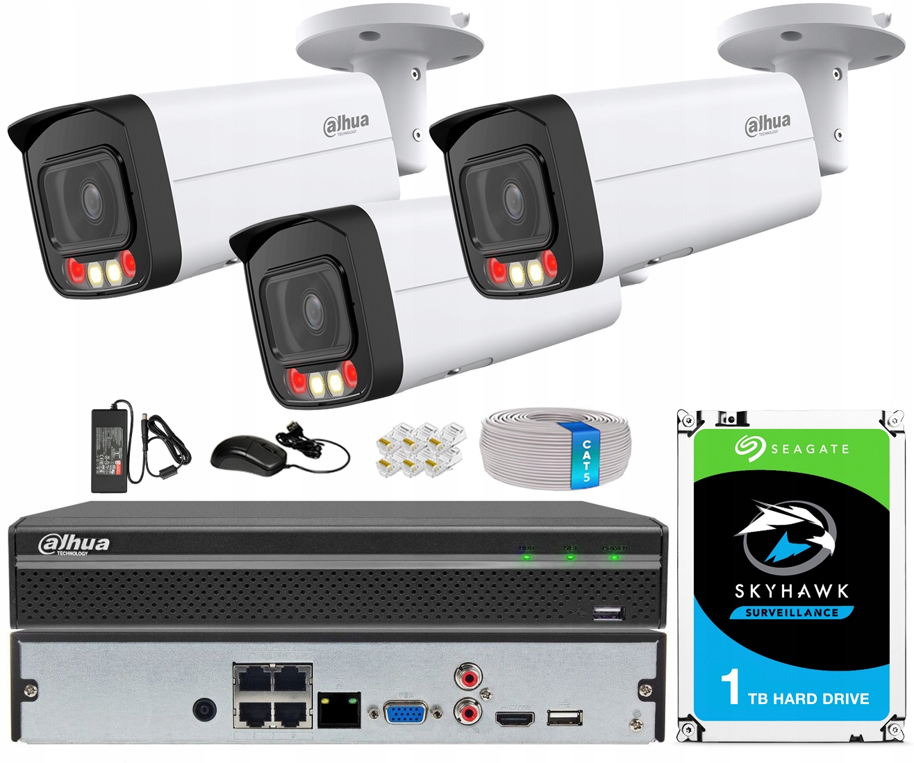 Sada na monitorovanie Ip Dahua 3 kamery 4Mpx Analytika Ai rekordér 1TB