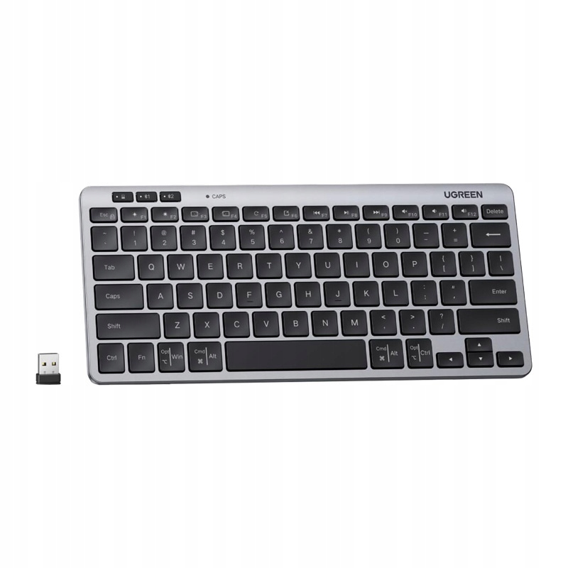Ugreen K551 Klawiatura bezprzewodowa 2.4 GHz, Bluetooth 5.3 Biurowa (szara)