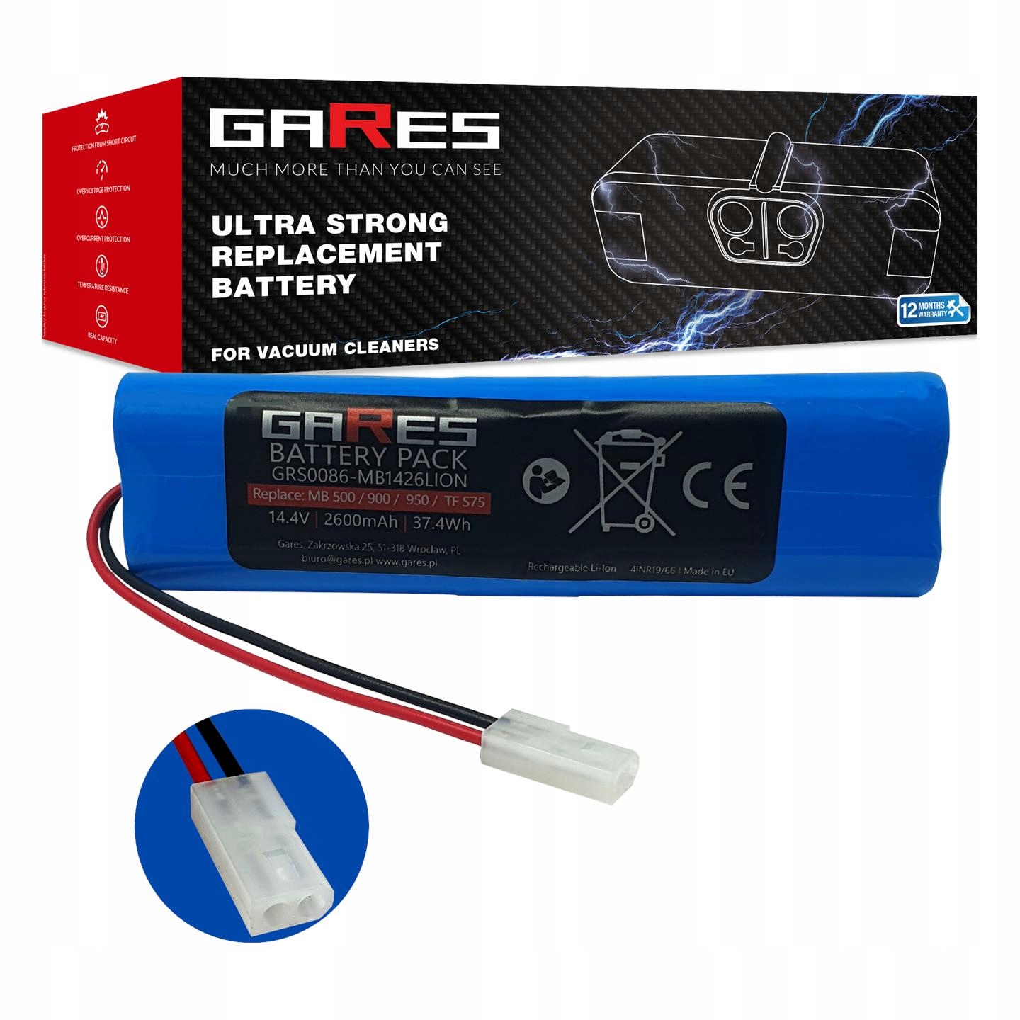 Akumulátor Gares pro Moneual Mbot 900 14,4 V 2,6 Ah