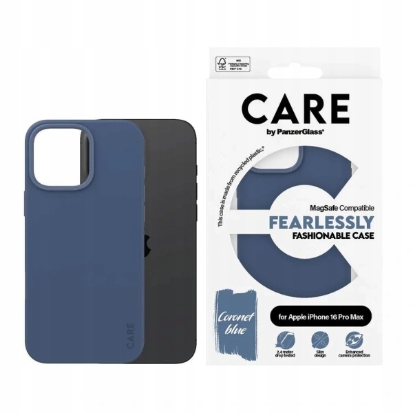 Pouzdro Care by PanzerGlass Fashion Case pro iPhone 16 Pro Max MagSafe, modré