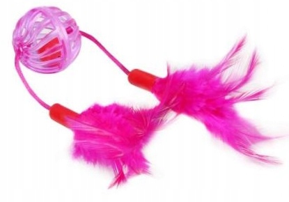 

Zabawka dla kota piłeczka z piórkami dzwoneczkiem