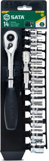 SATA ZESTAW KLUCZE NASADOWE 14 KLUCZY NASADOWYCH 3/8" NA PANELU ST09523G EAN (GTIN) 7891645176037