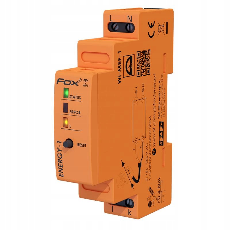 F&f WI-MEF-1-40 Monitor energii elektrycznej Jednofazowy Wi-fi Fox Energy