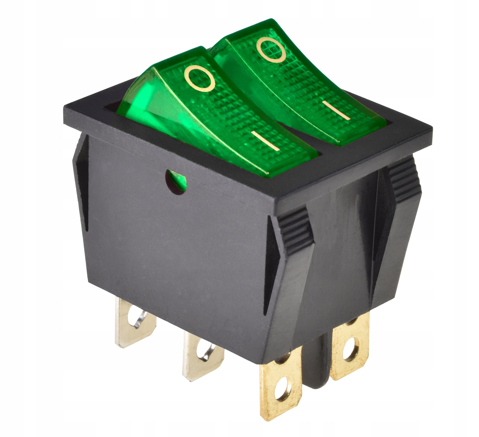 

Przełącznik kołyskowy KCD3 podwójny 12V zielony