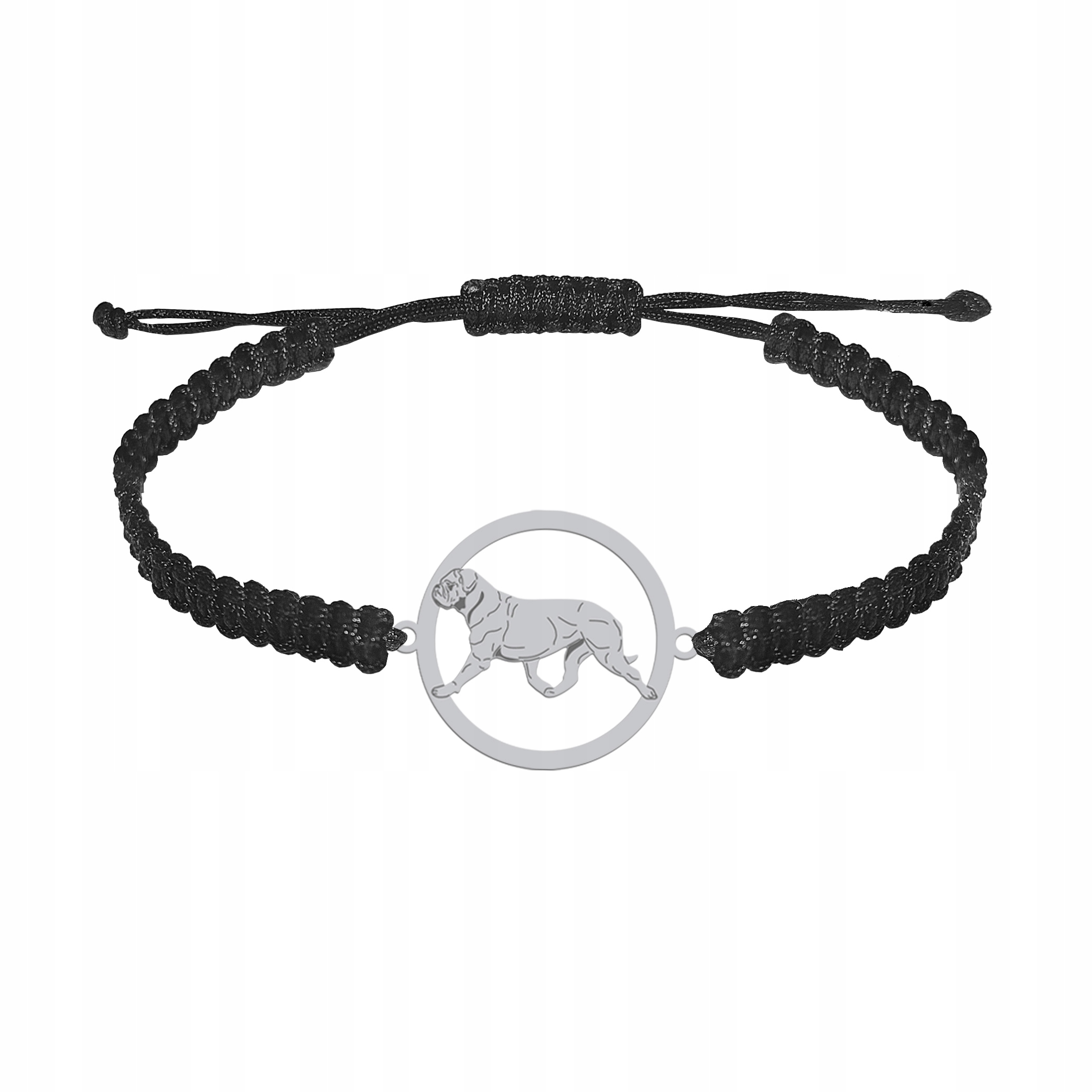 Stříbrný náramek s psem Dog de Bordeaux 925 Makramé Gravírování Bonus