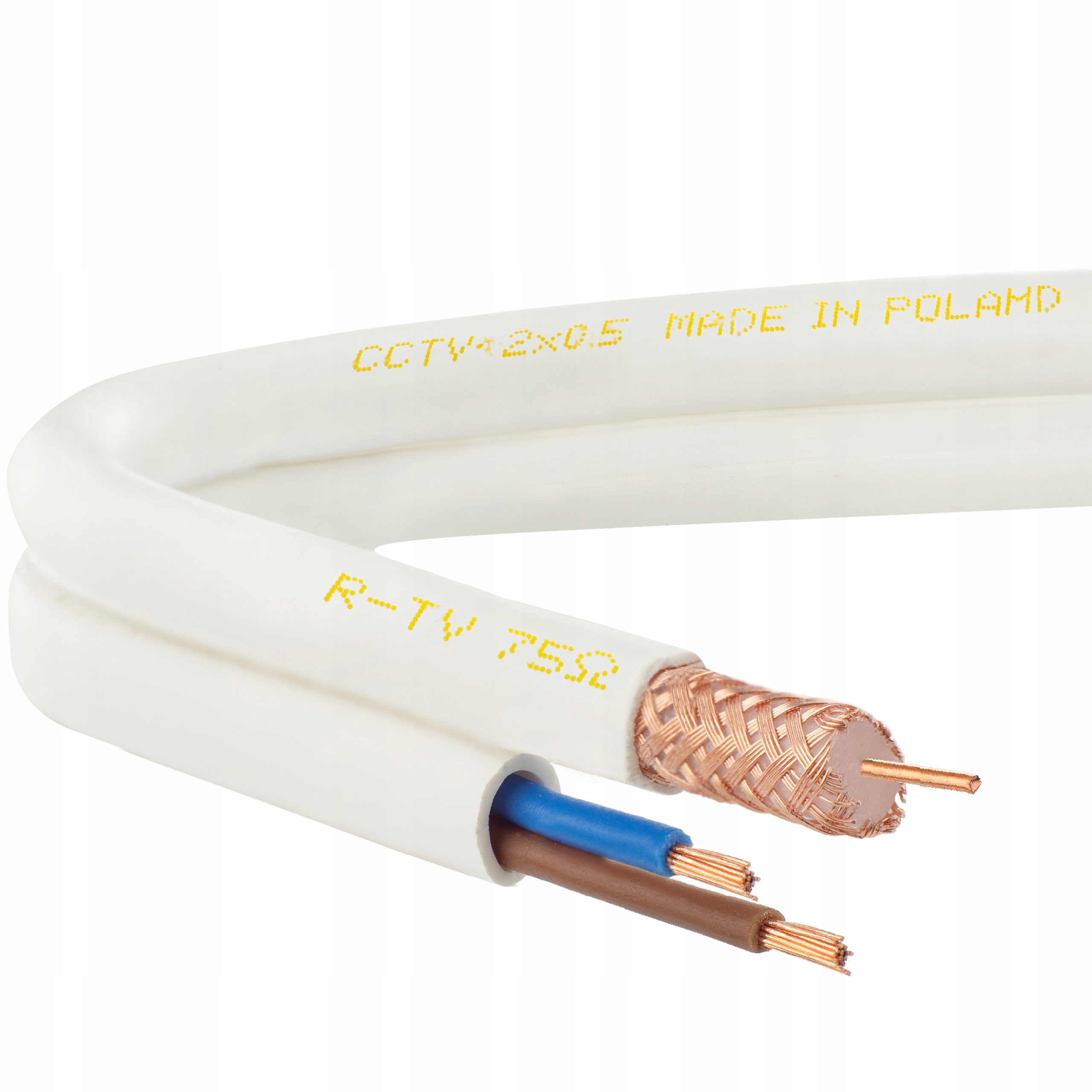 Przewód kabel kamer 75ohm K60 CCTV MONITORING 2x05