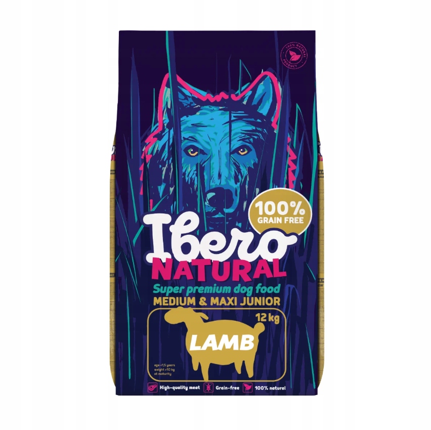 Ibero Grain Free Dog Medium & Maxi Junior Lamb 12kg