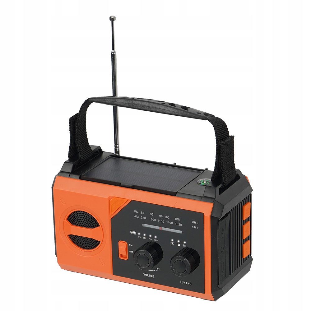 Núdzové Turistické Rádio S Powerbankou 20000 mAh Solárne Svietidlo Kompas