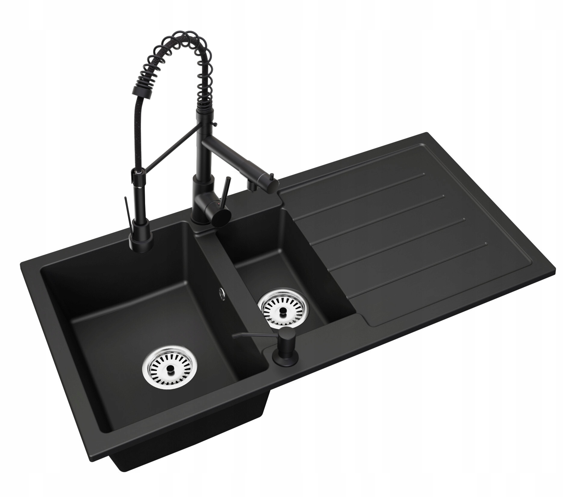 Kuchyňský Granitový Dřez 1,5 Komory Baterie Dávkovač