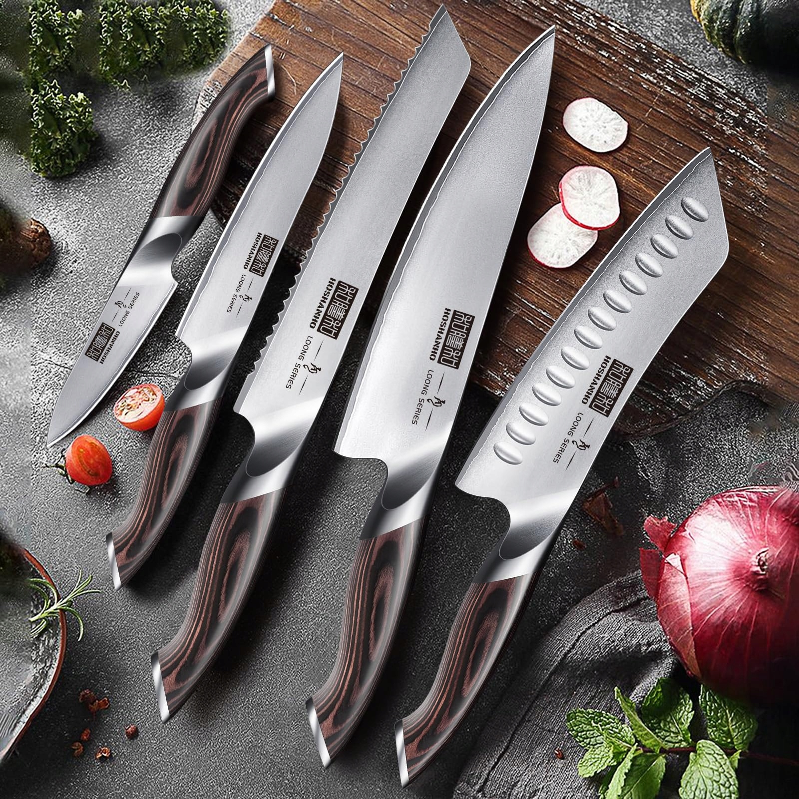 HOSHANHO 6-Piece Ultra Sharp Kitchen Knife Set with Magnetic Holder — miniatura 8