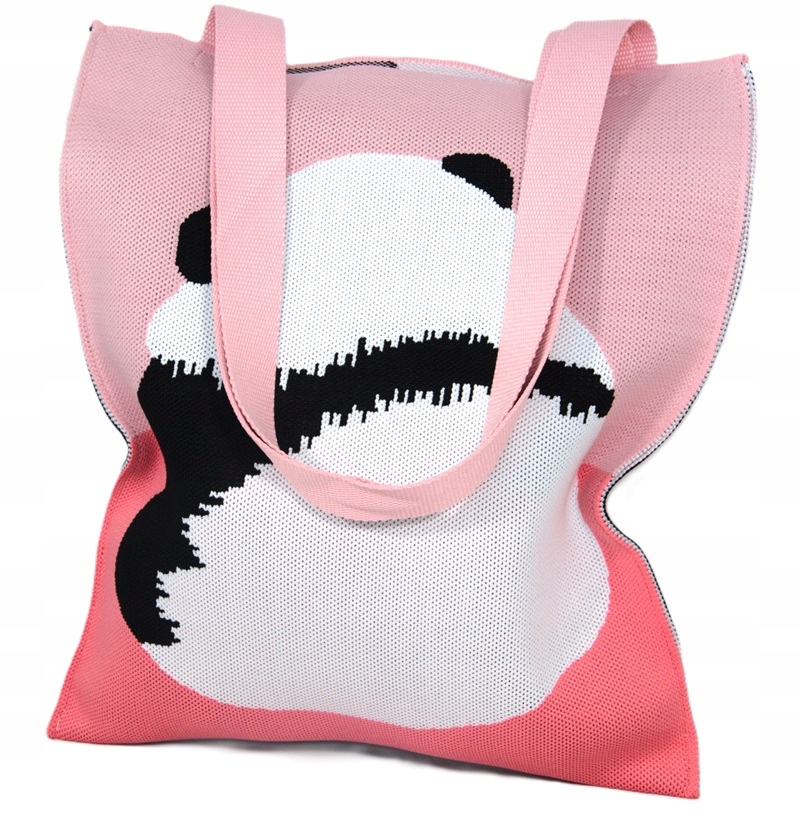 TORBA DAMSKA MŁODZIEŻOWA NA RAMIĘ PANDA RÓŻOWA NIETYPOWA ORYGINALNA MOCNA