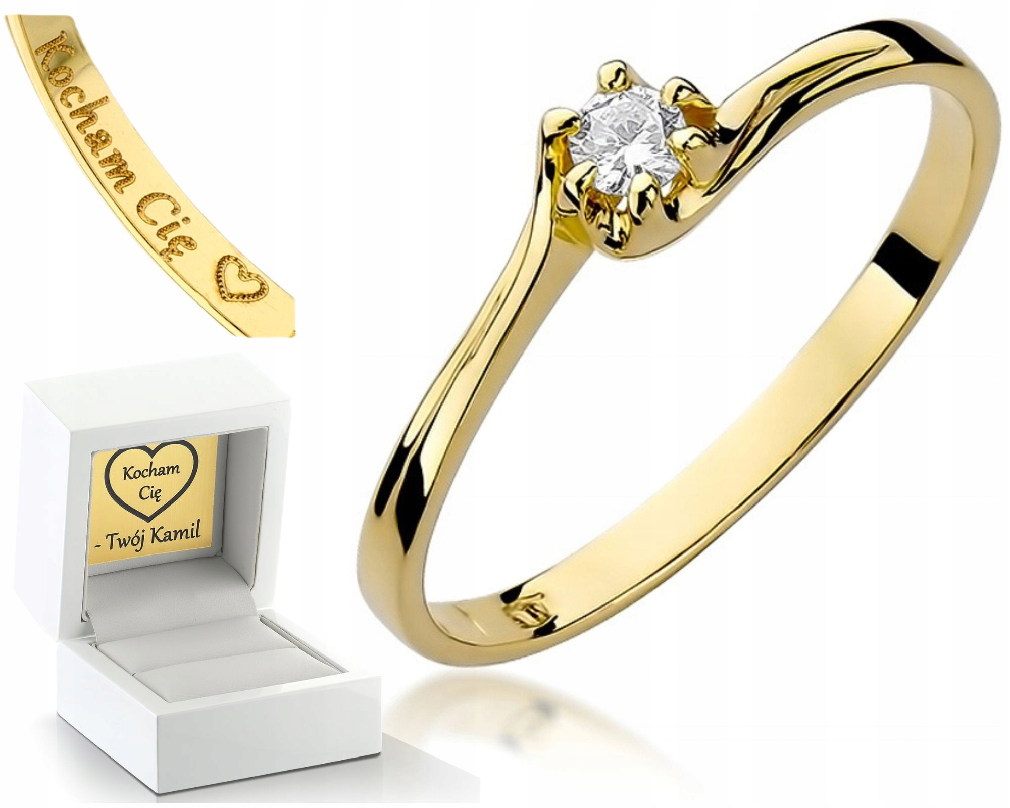 Zlatý Prstýnek S Briliantem 585 Gravírování Bonus