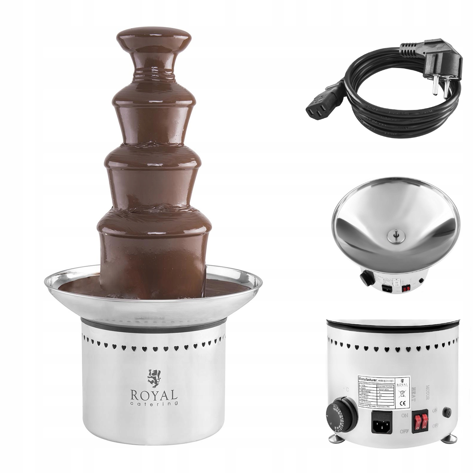 Fontána na fondue oceľová 4 poschodia 230 W pre gastronómiu horeca
